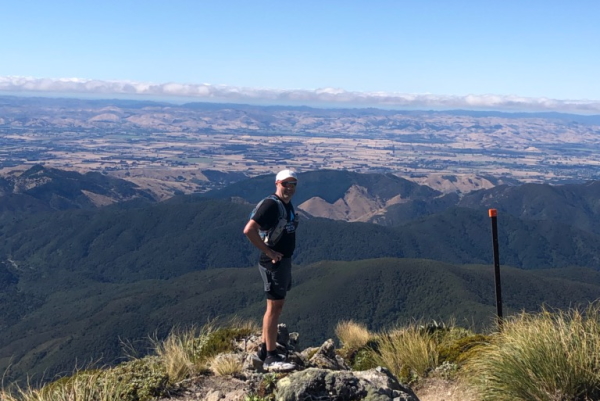 Marcus Simons enjoys the view on one of his hikes for the Summit Challenge 2020.